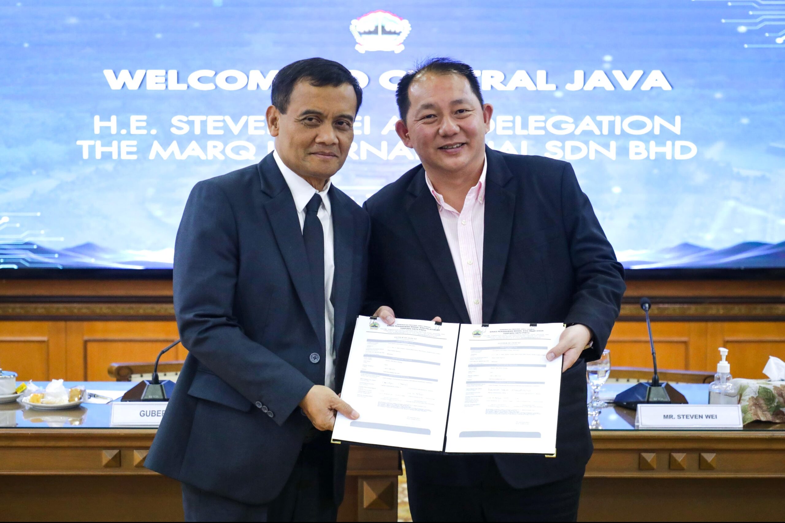 Pertemuan Gubernur Jateng Ahmad Luthfi bersama CEO The Marq International Steven Wei di Kantor Gubernur Senin 8 Juni 2026 (foto: pemprov Jateng)