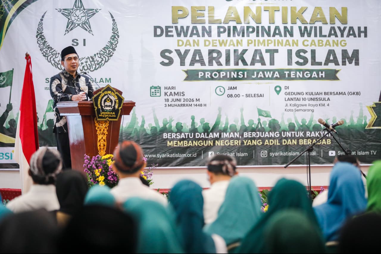 Wagub Jateng Taj Yasin Maimoen menghadiri pelantikan pengurus SI Jawa Tengah di Unissula 18 Juni 2026 (foto: Pemprov Jateng)
