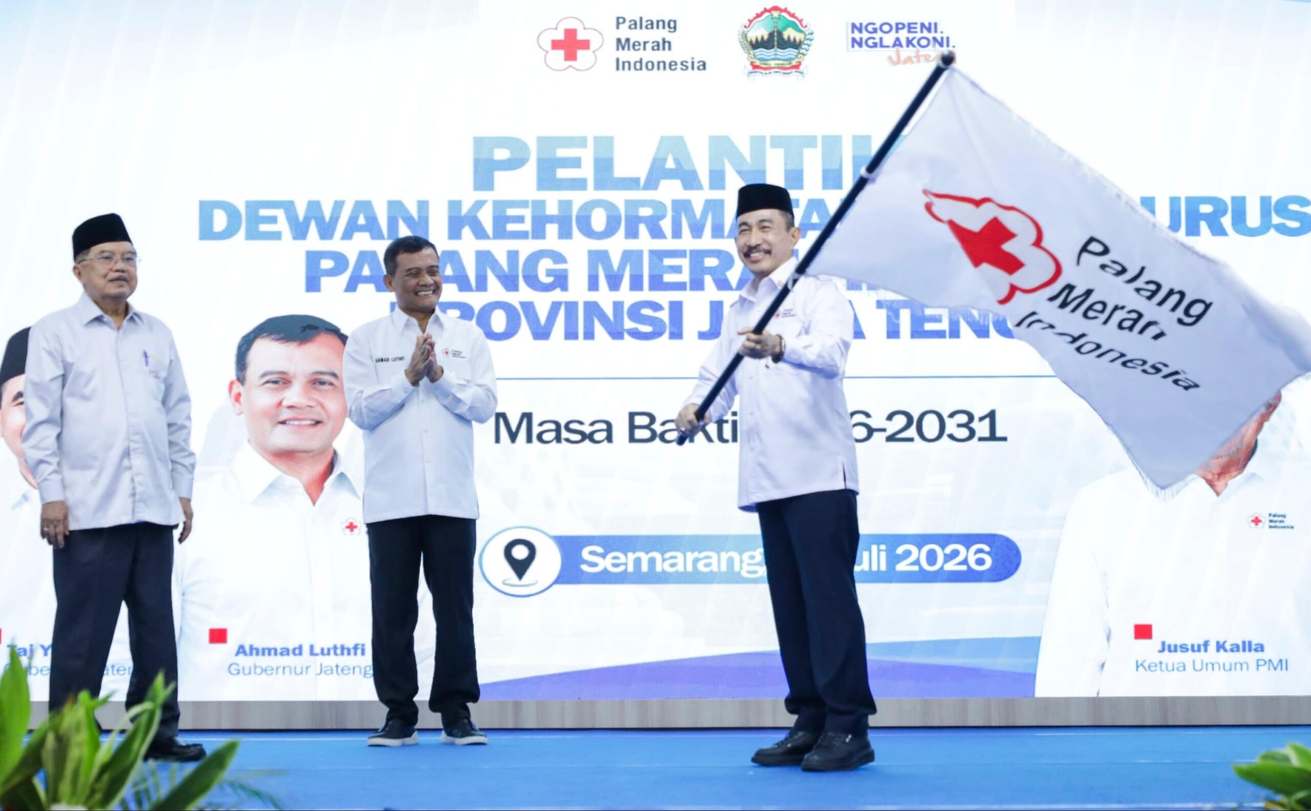 Ketua Umum PMI Jusuf Kalla melantik Pengurus PMI Jawa Tengah yang dihadiri Gubernur Ahmad Luthfi Jumat, 31 Juli 2026 (foto: Pemprov Jateng)