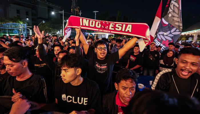 Ribuan Warga Nobar di Kantor Gubernur Jateng, Rayakan Kemenangan Timnas Indonesia Lawan Singapura