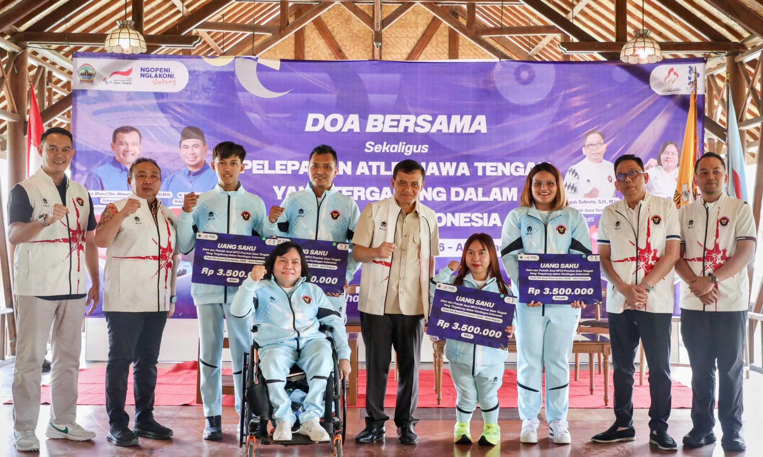 Gubernur Jawa Tengah Ahmad Luthfi saat acara pelepasan atlet, pelatih, dan ofisial Jawa Tengah untuk Asian Para Games Nagoya 2026 di Sukoharjo, Sabtu, 10 Oktober 2026 (foto: Pemprov Jateng)