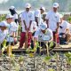 Penanaman bibit mangrove di kawasan percontohan penanganan rob Desa Timbulsloko, Sayung, Demak, Senin, 19 Oktober 2026 (foto: Pemprov Jateng)